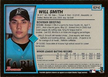 2001 Bowman Draft Picks & Prospects #BDP40 Will Smith Back