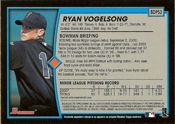 2001 Bowman Draft Picks & Prospects #BDP53 Ryan Vogelsong Back
