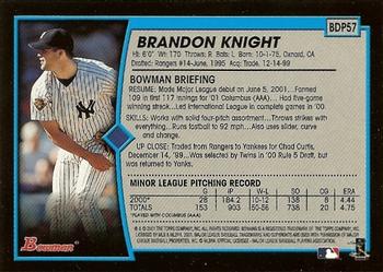 2001 Bowman Draft Picks & Prospects #BDP57 Brandon Knight Back