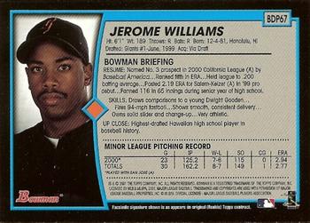 2001 Bowman Draft Picks & Prospects #BDP67 Jerome Williams Back