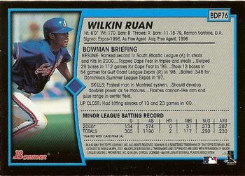 2001 Bowman Draft Picks & Prospects #BDP76 Wilkin Ruan Back