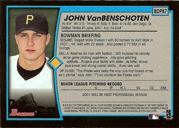 2001 Bowman Draft Picks & Prospects #BDP87 John VanBenschoten Back