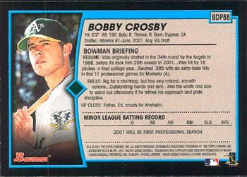 2001 Bowman Draft Picks & Prospects #BDP88 Bobby Crosby Back