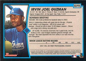 2001 Bowman Draft Picks & Prospects #BDP95 Irvin Guzman Back