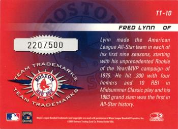 2003 Donruss Signature - Team Trademarks #TT-10 Fred Lynn Back