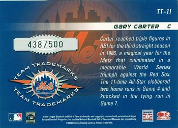 2003 Donruss Signature - Team Trademarks #TT-11 Gary Carter Back