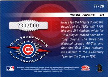 2003 Donruss Signature - Team Trademarks #TT-20 Mark Grace Back