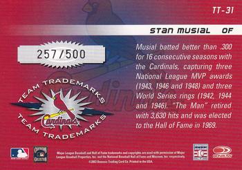 2003 Donruss Signature - Team Trademarks #TT-31 Stan Musial Back