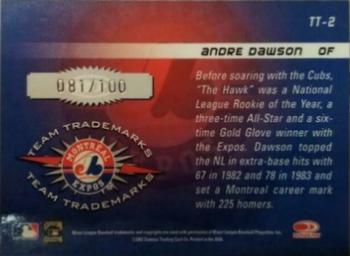 2003 Donruss Signature - Team Trademarks Autographs Century #TT-2 Andre Dawson Back