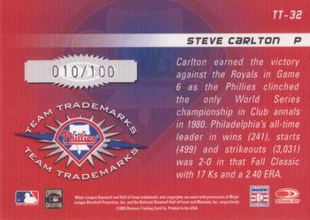 2003 Donruss Signature - Team Trademarks Autographs Century #TT-32 Steve Carlton Back