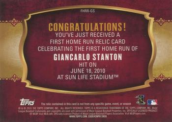 2015 Topps - First Home Run Relics (Series Two) #FHRR-GS Giancarlo Stanton Back