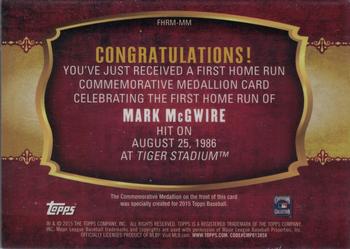 2015 Topps - First Home Run Relics (Series Two) #FHRR-MM Mark McGwire Back