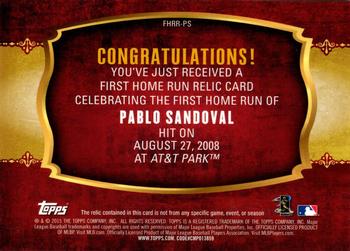 2015 Topps - First Home Run Relics (Series Two) #FHRR-PS Pablo Sandoval Back