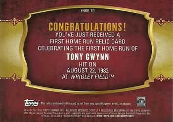 2015 Topps - First Home Run Relics (Series Two) #FHRR-TG Tony Gwynn Back