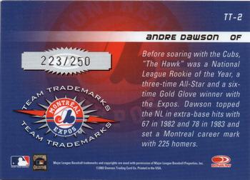 2003 Donruss Signature - Team Trademarks Autographs Notations #TT-2 Andre Dawson Back
