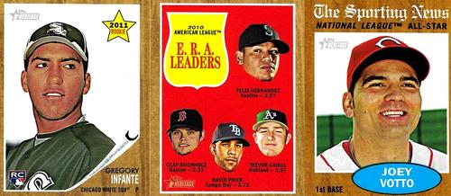 2011 Topps Heritage - Advertising Panels #NNO Gregory Infante / Felix Hernandez / Clay Buchholz / David Price / Trevor Cahill / Joey Votto Front