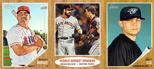 2011 Topps Heritage - Advertising Panels #NNO Kendry Morales / Brian Wilson / Buster Posey / Brett Cecil Front