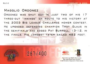 2003 Donruss Studio - Big League Challenge #BLC-2 Magglio Ordonez Back