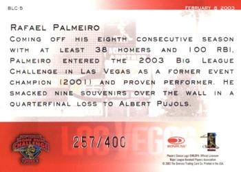 2003 Donruss Studio - Big League Challenge #BLC-5 Rafael Palmeiro Back