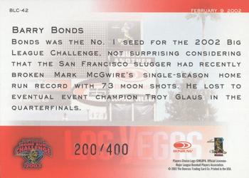 2003 Donruss Studio - Big League Challenge #BLC-42 Barry Bonds Back