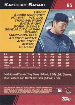 2001 Bowman's Best #65 Kazuhiro Sasaki Back