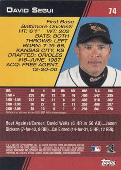 2001 Bowman's Best #74 David Segui Back