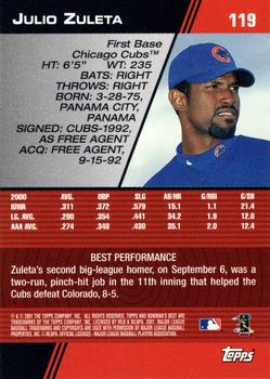 2001 Bowman's Best #119 Julio Zuleta Back