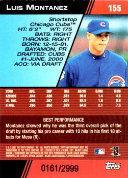 2001 Bowman's Best #155 Luis Montanez Back