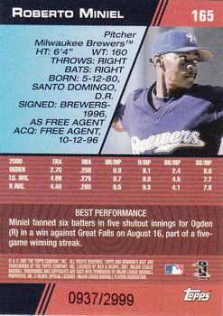 2001 Bowman's Best #165 Roberto Miniel Back
