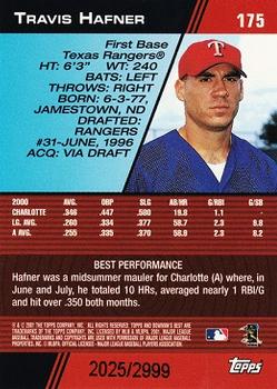 2001 Bowman's Best #175 Travis Hafner Back