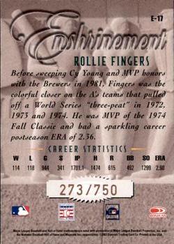 2003 Donruss Studio - Enshrinement #E-17 Rollie Fingers Back