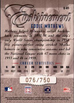 2003 Donruss Studio - Enshrinement #E-41 Eddie Mathews Back