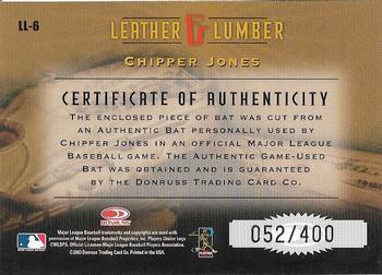2003 Donruss Studio - Leather and Lumber #LL-6 Chipper Jones Back