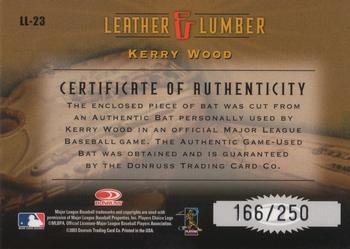 2003 Donruss Studio - Leather and Lumber #LL-23 Kerry Wood Back