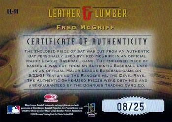 2003 Donruss Studio - Leather and Lumber Combos #LL-11 Fred McGriff Back