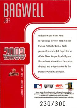 2003 Donruss Studio - Player Collection Red #NNO Jeff Bagwell Back