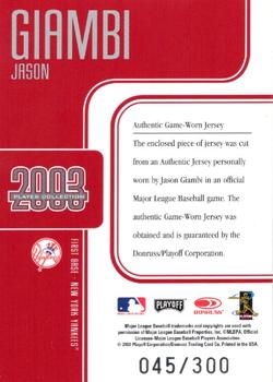 2003 Donruss Studio - Player Collection Red #NNO Jason Giambi Back