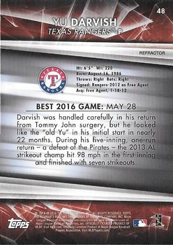 2016 Bowman's Best - Refractor #48 Yu Darvish Back