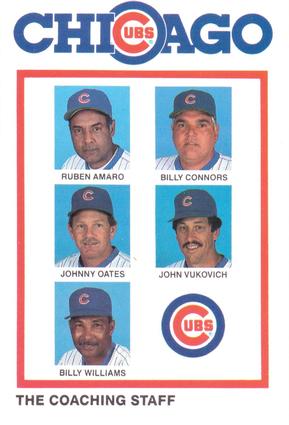 1986 Gatorade Chicago Cubs #NNO Ruben Amaro / Billy Connors / Johnny Oates / John Vukovich / Billy Williams Front