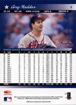 2001 Donruss #8 Greg Maddux Back