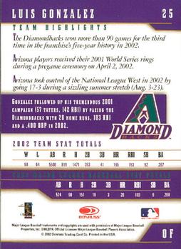 2003 Donruss Team Heroes - Glossy #25 Luis Gonzalez Back