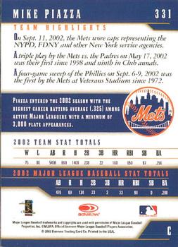 2003 Donruss Team Heroes - Glossy #331 Mike Piazza Back