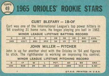 2014 Topps Heritage - 50th Anniversary Buybacks #49 Orioles 1965 Rookie Stars - Blefary / J. Miller Back