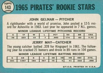 2014 Topps Heritage - 50th Anniversary Buybacks #143 Pirates 1965 Rookie Stars - Gelnar / J. May Back