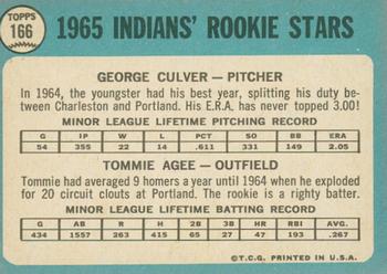 2014 Topps Heritage - 50th Anniversary Buybacks #166 Indians 1965 Rookie Stars-Culver / Agee) Back