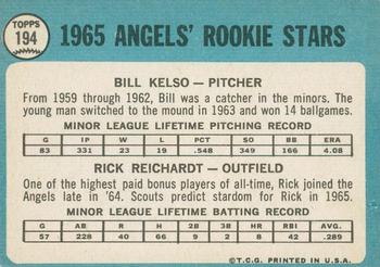 2014 Topps Heritage - 50th Anniversary Buybacks #194 Angels 1965 Rookie Stars - Kelso / Reichardt Back