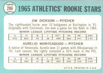 2014 Topps Heritage - 50th Anniversary Buybacks #286 Athletics 1965 Rookie Stars - Dickson / Monteagudo Back