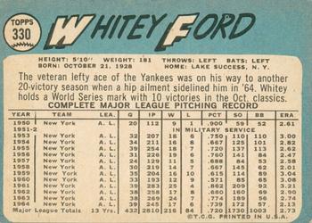 2014 Topps Heritage - 50th Anniversary Buybacks #330 Whitey Ford Back