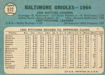 2014 Topps Heritage - 50th Anniversary Buybacks #572 Baltimore Orioles Back