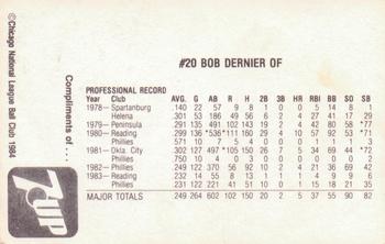 1984 7-Up Chicago Cubs #NNO Bob Dernier Back